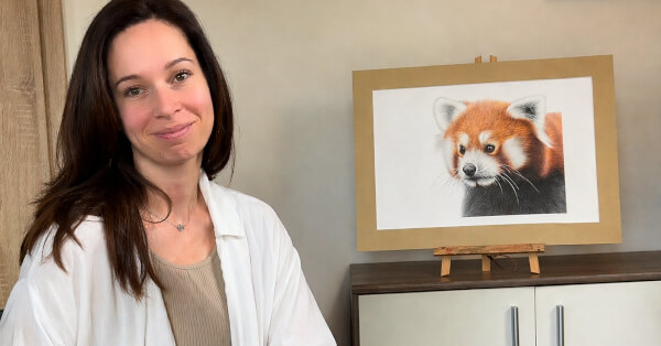 Kreslenie pastelkami – portrét pandy červenej